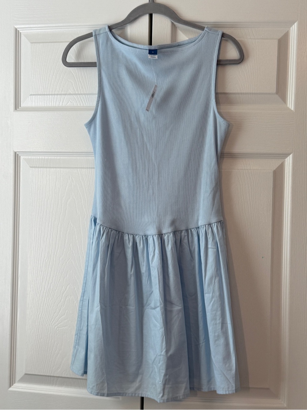 Old Navy Light Blue Ribbed Drop-Waist Dress